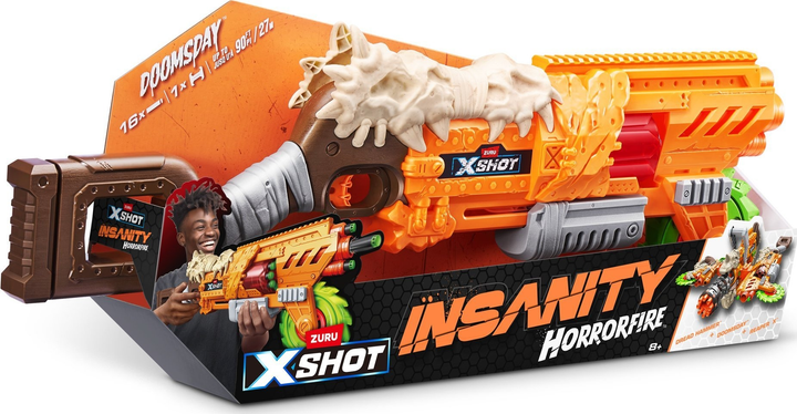 Blaster XSHOT Insanity HorrorFire Doomsday z pociskami piankowymi 16 szt 36732 (4894680033382) - obraz 1