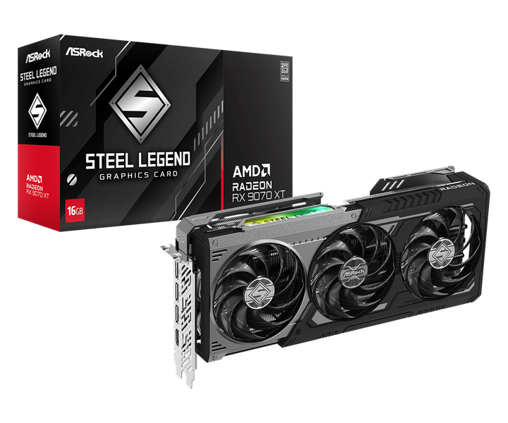 Видеокарта ASRock Radeon RX 9070 XT Steel Legend Dark 16GB