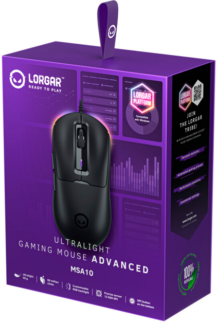 Миша Lorgar MSA10 Ultralight Wired Gaming USB Black (LRG-MSA10-BK) - зображення 10