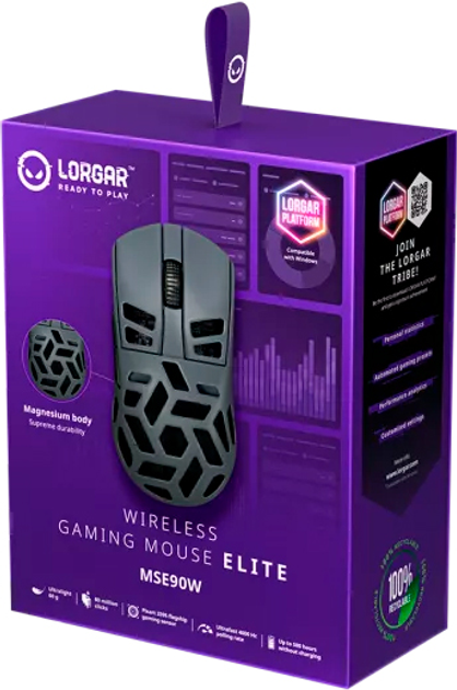 Миша Lorgar Elite MSE90W Wireless/Bluetooth Gaming Mouse Dark Grey (LRG-MSE90W-DG) - зображення 11