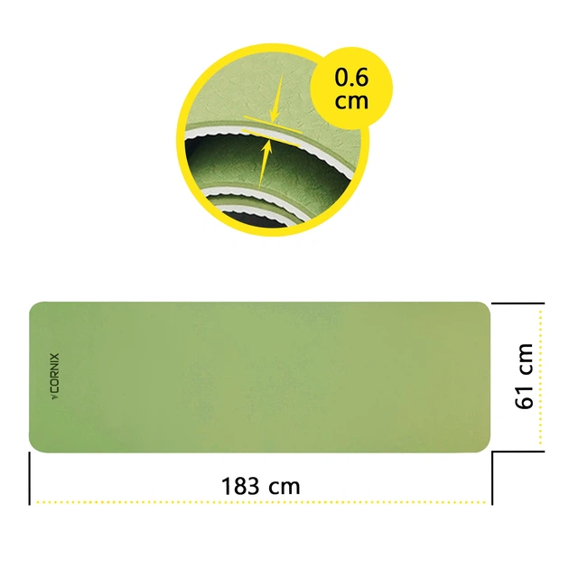 Килимок спортивний Cornix TPE 183 x 61 x 0.6 см для йоги та фітнесу XR-0008 Green/Grey - зображення 2