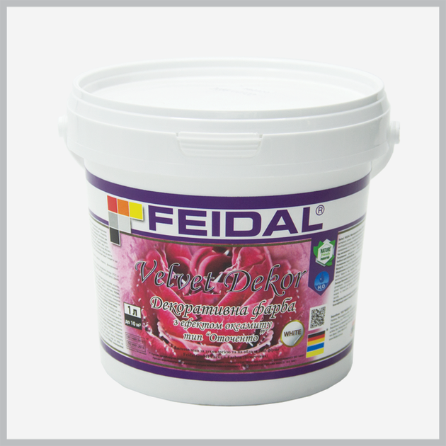 Краска декоративная интерьерная Feidal Velvet Dekor, белая 10л - изображение 4