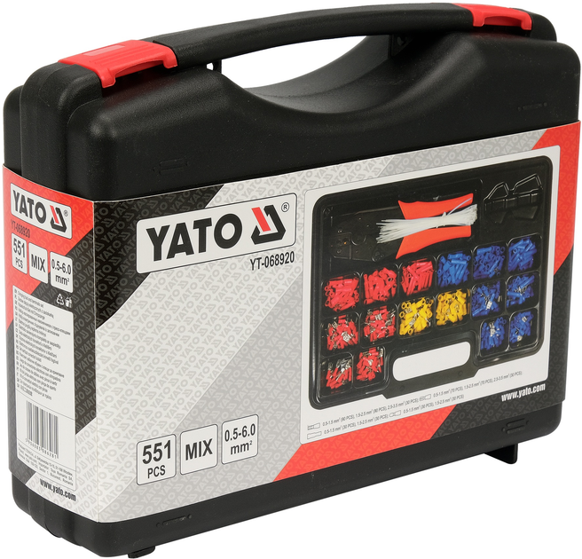 Набір електричних з’єднувачів із кримпером Yato YT-068920 551 елемент (5906083086281) - зображення 5