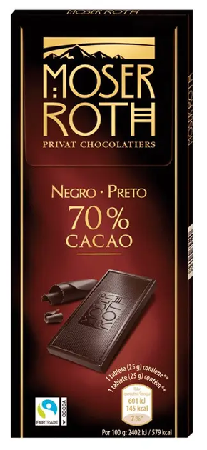 Шоколад чорний Moser Roth 70% какао 125 г - Фото 1 Шоколад чорний Moser Roth 70% какао 125 г - зображення 1