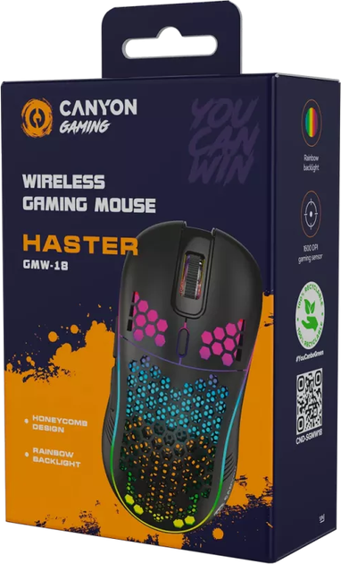Мышь Canyon Haster GMW-18 Gaming Wireless Black (CND-SGMW18) - Фото 12 Мышь Canyon Haster GMW-18 Gaming Wireless Black (CND-SGMW18) - изображение 12