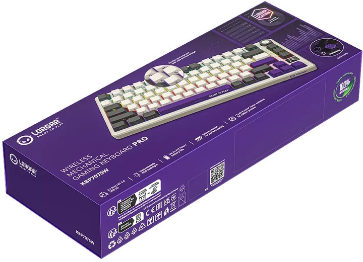 Клавіатура бездротова Lorgar RGB USB/Wireless Beige (LRG-KBP7075W-RT-US) - зображення 9