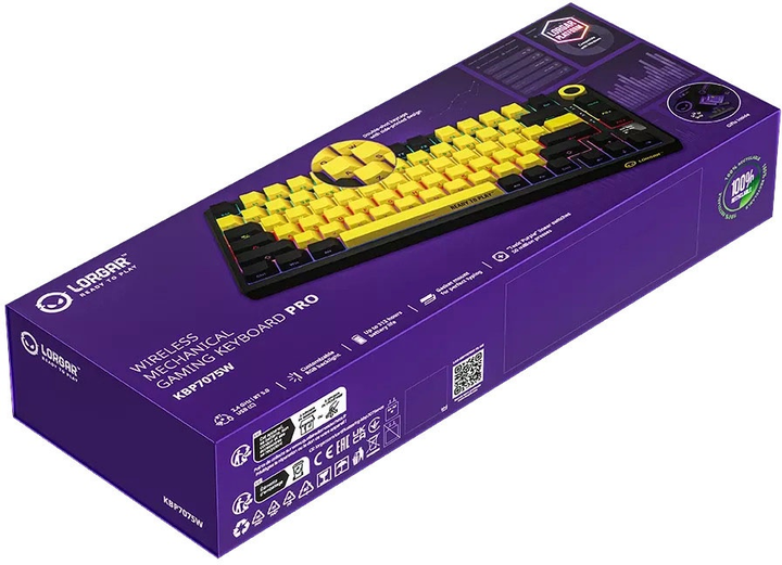 Клавіатура бездротова Lorgar RGB USB/Wireless Yellow (LRG-KBP7075W-YL-US) - зображення 9