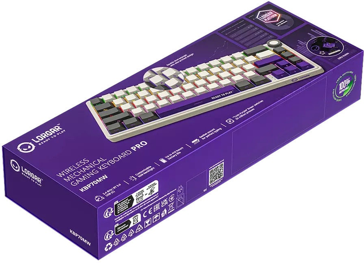Клавіатура бездротова Lorgar RGB USB/Wireless Beige (LRG-KBP70MW-RT-US) - зображення 9
