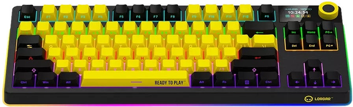 Klawiatura bezprzewodowa Lorgar TKL RGB USB/Wireless Yellow (LRG-KBP70TKLW-YL-US) - obraz 3