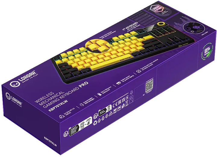 Klawiatura bezprzewodowa Lorgar TKL RGB USB/Wireless Yellow (LRG-KBP70TKLW-YL-US) - obraz 9