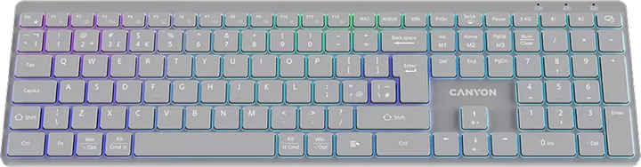 Клавіатура бездротова Canyon HKB-W11 Slim Dual Mode Wireless/Bluetooth RGB Grey (CNS-HBTK11G) - зображення 3