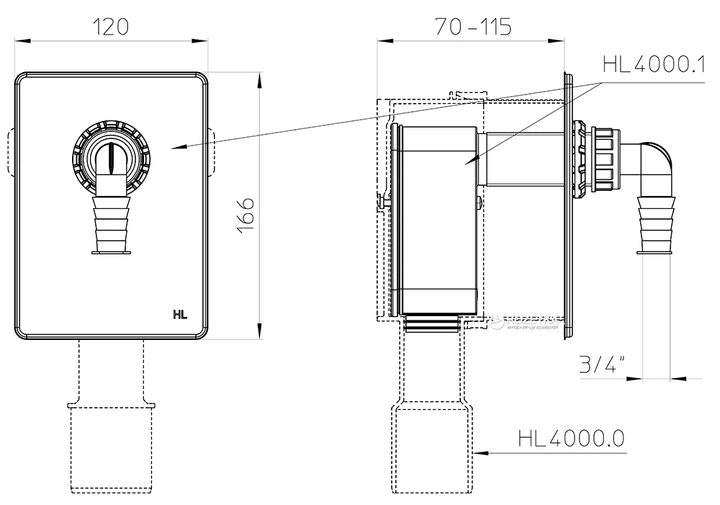 Сифонный блок HUTTERER & LECHNER 3/4\" для подключения одной стиральной ...