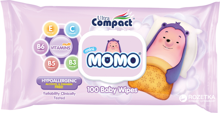 Детские влажные салфетки Ultra Compact Mini Momo 100 шт с клапаном (8697420534974) - изображение 1