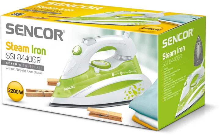 Праска Sencor, 2200Вт, 380мл, паровий удар -120гр, постійна пара - 25гр, керамічна підошва, зелений (00110840) - Фото 10 Праска Sencor, 2200Вт, 380мл, паровий удар -120гр, постійна пара - 25гр, керамічна підошва, зелений (00110840) - изображение 10