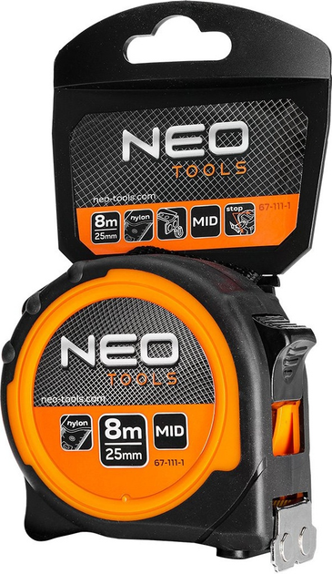 Рулетка NEO Tools сталева 8 м x 25 мм 67-111-1 (5907558495201) - зображення 11