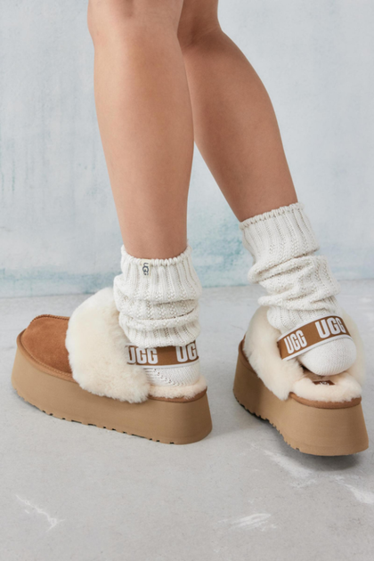 Жіночі уггі Сандалі Платформа Помаранчеві Замша UGG Funkette Slippers Platform Chestnut (41, помаранчевий) - изображение 10