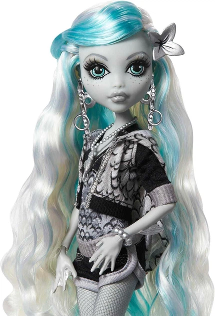 Кукла Monster High Lagoona Blue Black and White Reproduction and Pet - Монстр Хай Голубая Лагуна, черно-белая с домашним животным (HKN30) - Фото 2 Кукла Monster High Lagoona Blue Black and White Reproduction and Pet - Монстр Хай Голубая Лагуна, черно-белая с домашним животным (HKN30) - изображение 2