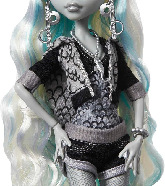 Кукла Monster High Lagoona Blue Black and White Reproduction and Pet - Монстр Хай Голубая Лагуна, черно-белая с домашним животным (HKN30) - Фото 4 Кукла Monster High Lagoona Blue Black and White Reproduction and Pet - Монстр Хай Голубая Лагуна, черно-белая с домашним животным (HKN30) - изображение 4