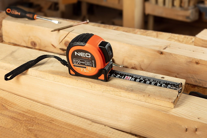 Рулетка NEO Tools Super Black сталева 5 м x 19 мм з автоматичним блокуванням, 2 кнопками стоп та магнітом 67-242 (5907558472240) - зображення 8