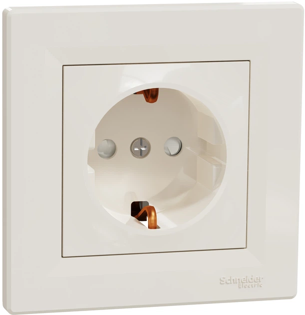 Розетка з заземленням з захисними шторками Schneider Electric Asfora Крем EPH2900223 - Фото 1 Розетка з заземленням з захисними шторками Schneider Electric Asfora Крем EPH2900223 - изображение 1