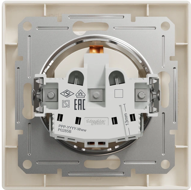 Розетка з заземленням з захисними шторками Schneider Electric Asfora Крем EPH2900223 - Фото 2 Розетка з заземленням з захисними шторками Schneider Electric Asfora Крем EPH2900223 - изображение 2