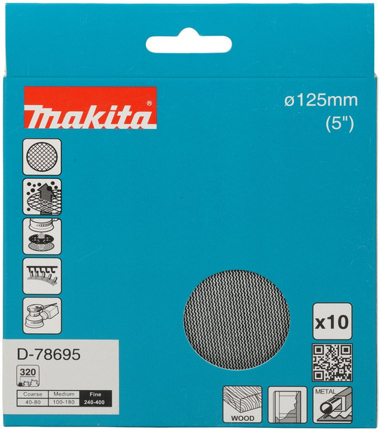 Papier ścierny Makita D-78695 125 mm A 320 10 pcs (197050354396) - obraz 1