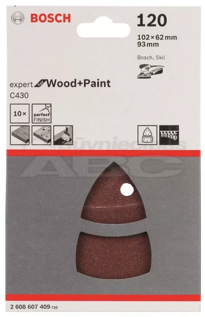 Шліфувальний папір Bosch 2608607409 P 120 PSM 16 A 10 шт (3165140323307) - зображення 2