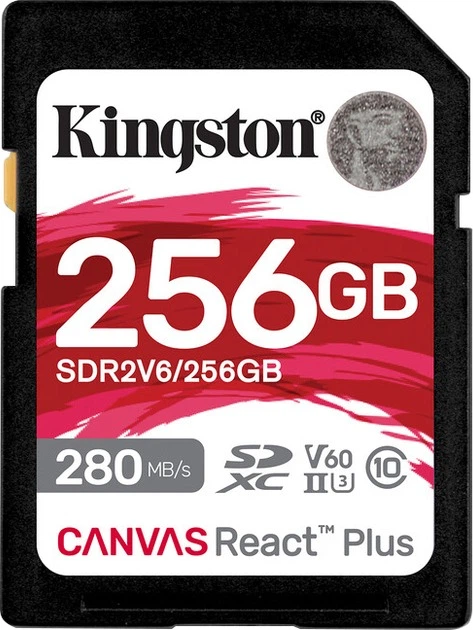Карта памяти 256GB Kingston Canvas React Plus SDXC U3 V60 SDR2V6 Black - Фото 1 Карта памяти 256GB Kingston Canvas React Plus SDXC U3 V60 SDR2V6 Black - изображение 1