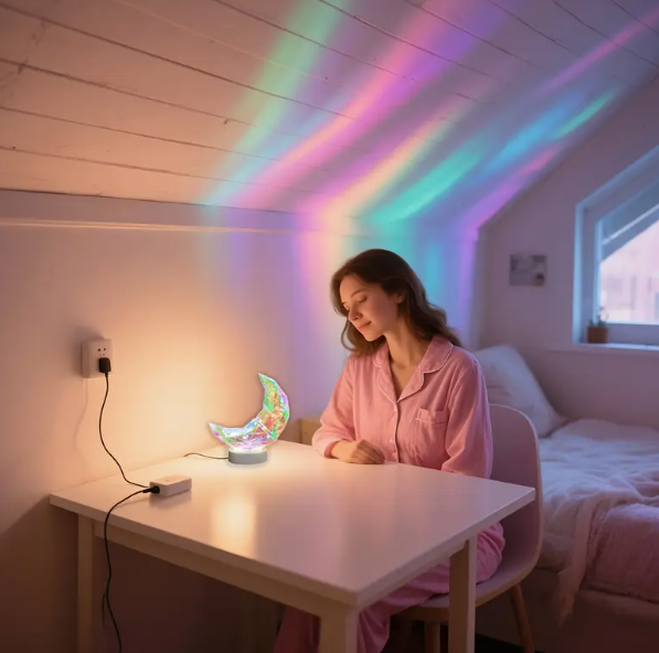Светильник ночник LED "Хрустальная Луна" с USB, декоративная лампа для декора детской, спальни - изображение 5