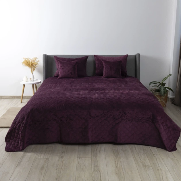 Покривало ТЕП "VELOUR" Бордо/Ромб круглий, 220x240 - Фото 2 Покривало ТЕП "VELOUR" Бордо/Ромб круглий, 220x240 - изображение 2