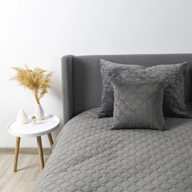 Покривало ТЕП "VELOUR" Сіре/Ромб круглий, 220x240 - Фото 5 Покривало ТЕП "VELOUR" Сіре/Ромб круглий, 220x240 - зображення 5