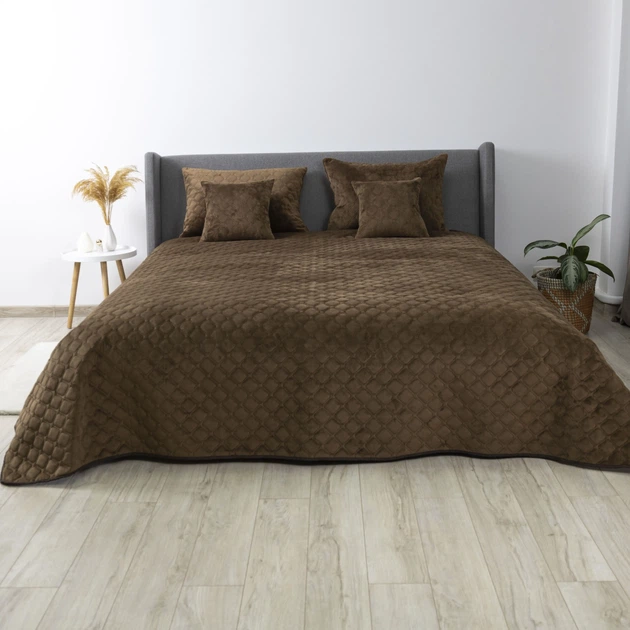 Покривало ТЕП "VELOUR" Коричневе/Ромб круглий, 180x240 - изображение 2