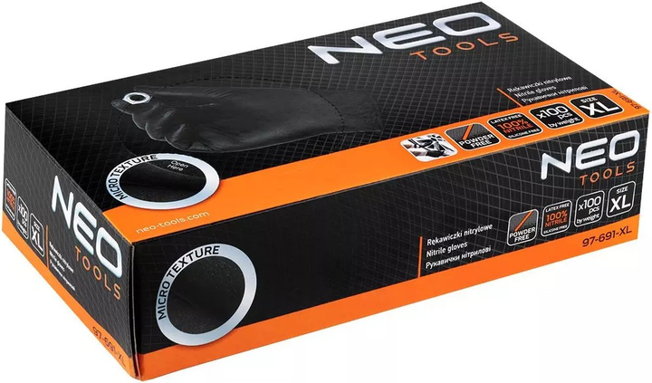 Нітрилові рукавички NEO Tools розмір XL 97-691-XL 100 шт чорні (5907558484533) - зображення 7