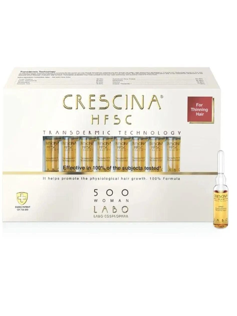 Средство для роста волос для женщин HFSC Transdermic 500 Crescina 20 ампул - Фото 1 Средство для роста волос для женщин HFSC Transdermic 500 Crescina 20 ампул - изображение 1