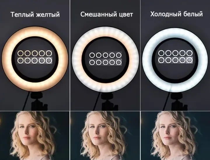 Кольцевая led лампа настольная 16см работает от Power Bank и от сети. 3 режима свечения с регулировкой яркости - Фото 5 Кольцевая led лампа настольная 16см работает от Power Bank и от сети. 3 режима свечения с регулировкой яркости - изображение 5