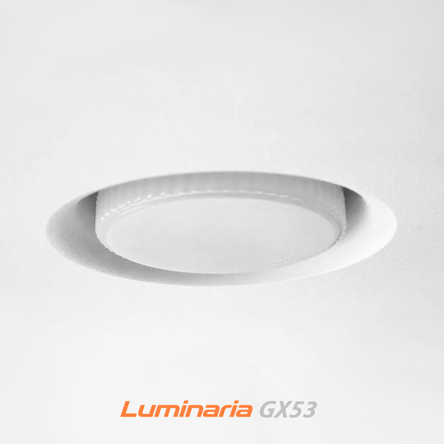 Вбудований світильник Luminaria СВ53 R105 GX53 білий безрамковий 220V IP20 105*34,5мм для натяжних стель - зображення 2