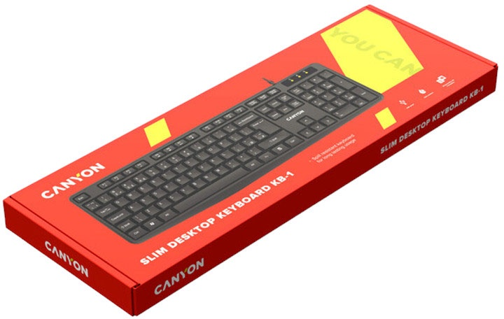 Klawiatura bezprzewodowa Canyon KB-1 USB Black (CNE-CKEY01-UK/US) - obraz 3