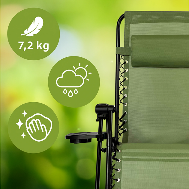 Комфортное кресло-шезлонг LEOBRO Zero Gravity Premium Pistachio (LB-ZGC-G2-PST) - зображення 3