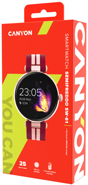 Smartwatch Canyon Semifreddo SW-61 Pink-Cherry (CNS-SW61BR) - obraz 7