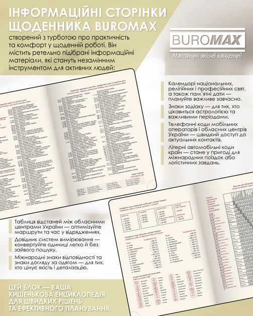 Ежедневник датированный 2026 Buromax Heraldy из искусственной кожи А5 336 страниц Кобальтовый (BM.21128-54) - изображение 4