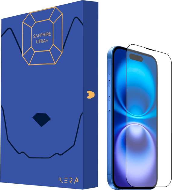 iLerSzkło hartowanea Premium Sapphire Ultra + Corning Glass do Apple iPhone 16 Black (iLPrSapUl16) - obraz 1