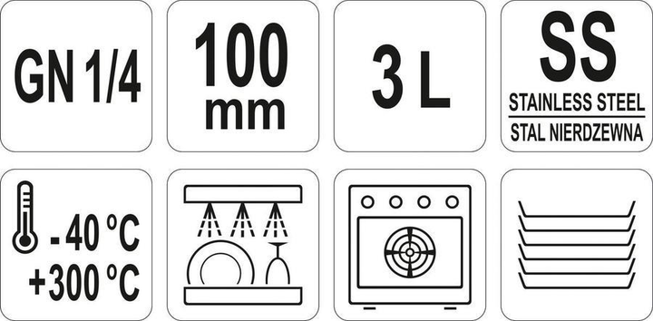 Pojemnik gastronomiczny Yato GN 1/4 ze stali nierdzewnej 26.5x16.2x10 cm (5906083861239) - obraz 3