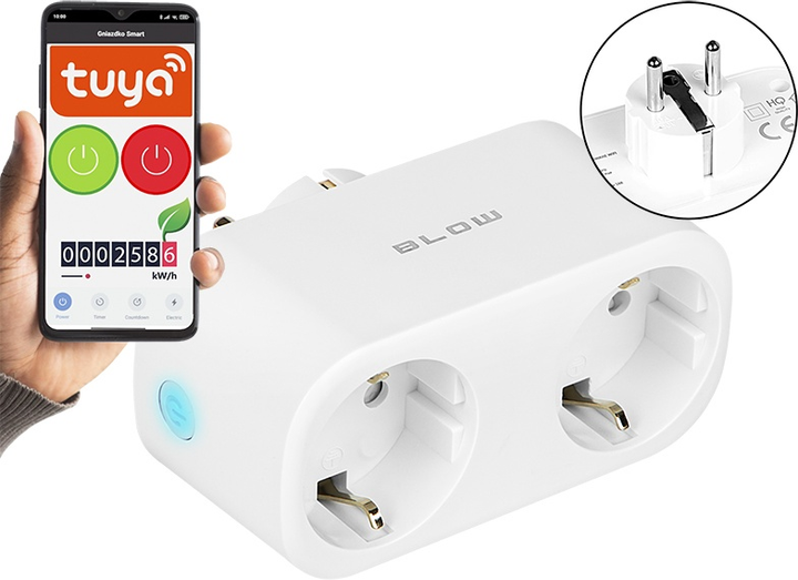Inteligentne gniazdko podwójne Blow Wi-Fi Tuya Białe (5900804126799) - obraz 4