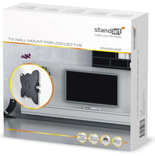 Uchwyt do telewizora Standard 23-42" 25 kg KMA20-220 (4772013028871) - obraz 1