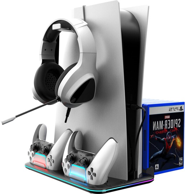 Stojak do PS5 Canyon CS-51 RGB Slim/DE z chłodzeniem i ładowaniem padów Black (CND-CSPS5B-1) - obraz 4