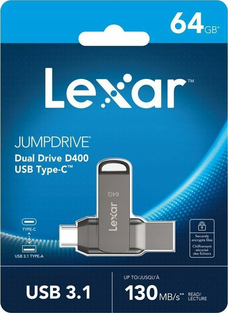 Флеш пам'ять Lexar JumpDrive Dual Drive D400 64GB USB 3.2 Type-C (LJDD400064G-BNQNG) - зображення 8