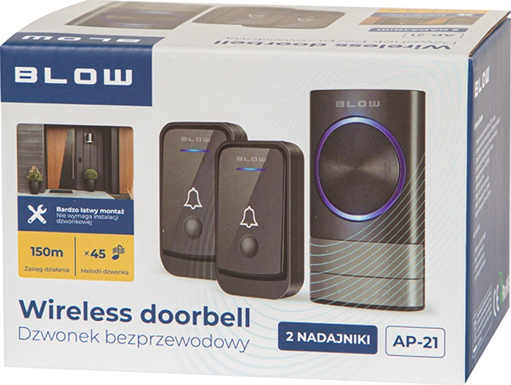 Bezprzewodowy dzwonek Blow AP-21 z 2 nadajnikami Czarny (5900804146445) - obraz 4