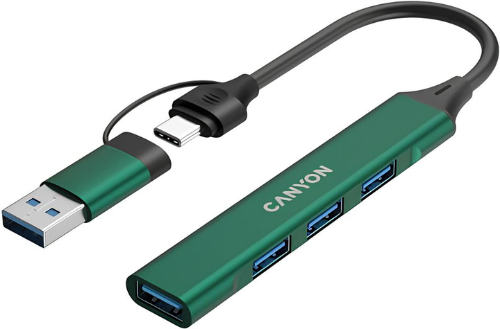 USB-hub Canyon DS-02 4in1 USB-A/C Green (CNS-TDS02GR) - obraz 1
