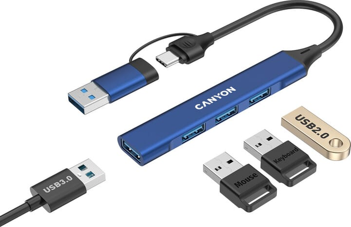 USB-hub Canyon DS-02 4in1 USB-A/C Blue (CNS-TDS02BL) - obraz 5