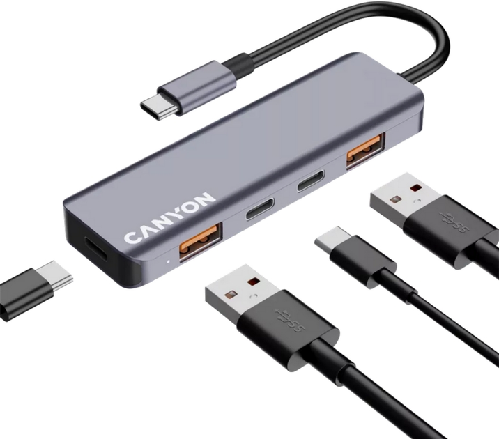 USB-hub Canyon DS-18 5in1 USB-C Grey (CNS-TDS18) - obraz 4